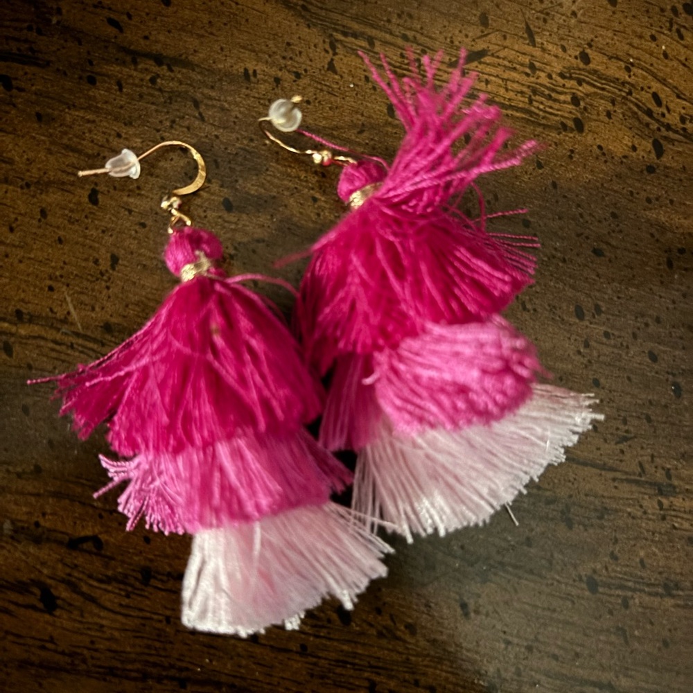 Pink Tassel Earrings
